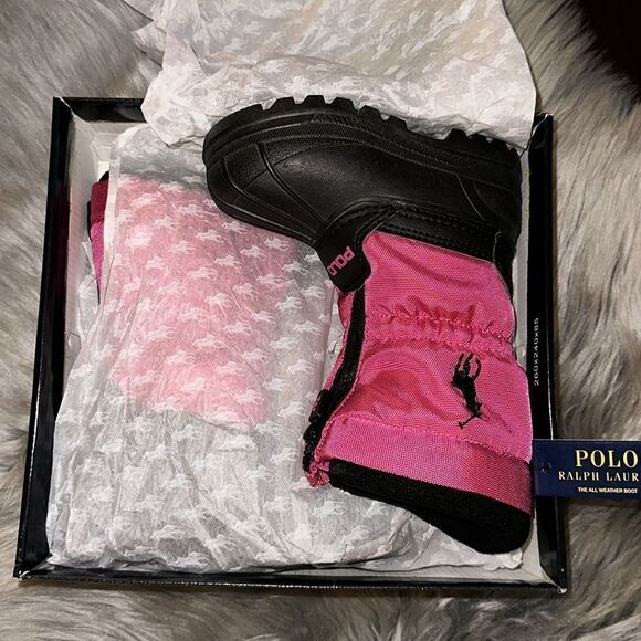 Polo Ralph Lauren hot pink bromlee zip up snow boots. Toddler size 7 - Picture 8 of 12